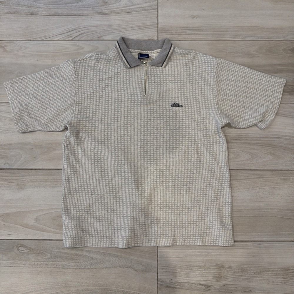 VINTAGE 90s No Fear Clothing Polo Shirt Large L 1/4 Zip Skater USA Y2K Moto